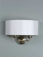 Laura Ashley Brass Sorrento 2 Light Wall Light Lamp Shade - Image 2 of 5