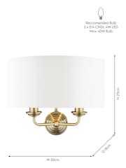 Laura Ashley Brass Sorrento 2 Light Wall Light Lamp Shade - Image 5 of 5