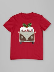 All + Every Red Official Volkswagen Christmas Pudding Camper T-Shirt - Image 3 of 4
