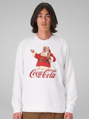 All + Every White Coca Cola Christmas Santa Bottle Sweatshirt - Image 1 of 4