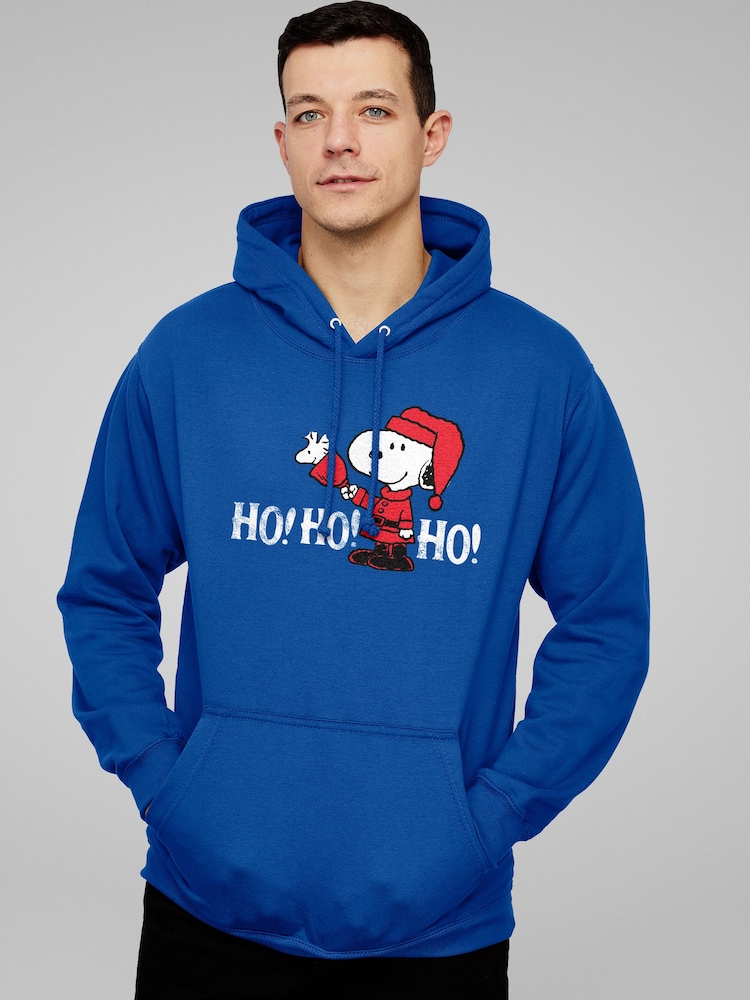 All + Every Blue Peanuts Snoopy In A Santa Suit Ho Ho Ho Hooded Sweatshirt - Image 2 of 4 All + Every Blue Peanuts Snoopy In A Santa Suit Ho Ho Ho Hooded Sweatshirt - Image 2 of 4