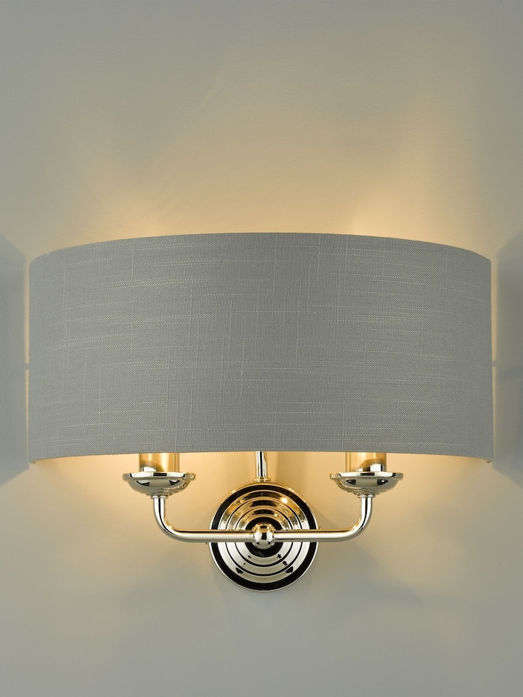 Laura Ashley Chrome Sorrento 2 Light Wall Light Lamp Shade - Image 1 of 4