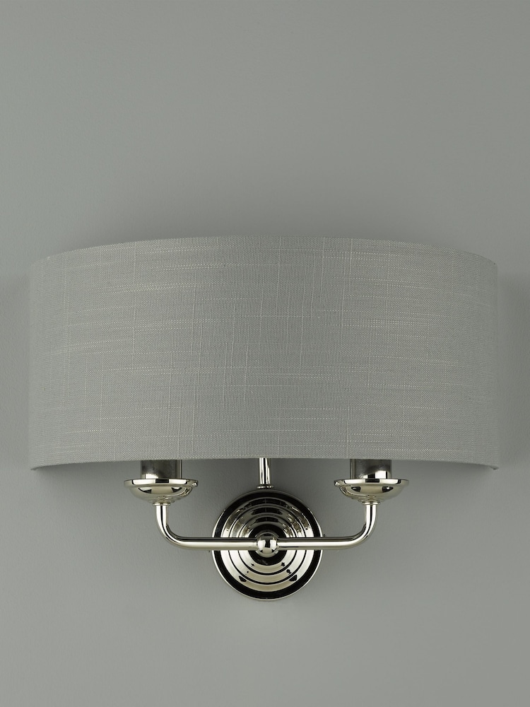 Laura Ashley Chrome Sorrento 2 Light Wall Light Lamp Shade - Image 2 of 4
