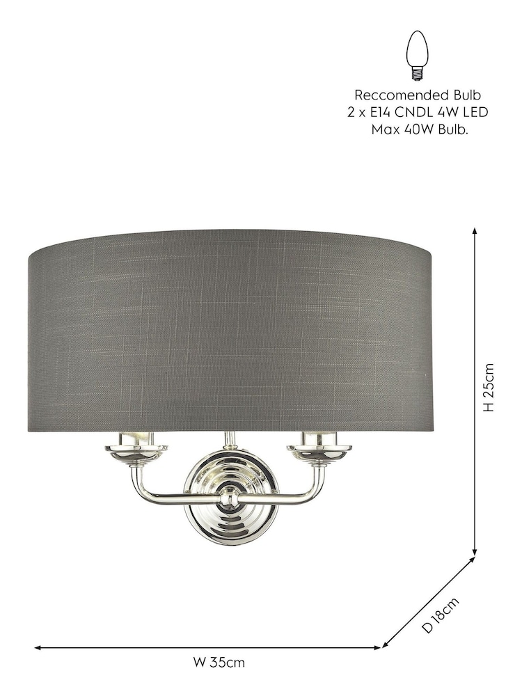 Laura Ashley Chrome Sorrento 2 Light Wall Light Lamp Shade - Image 4 of 4