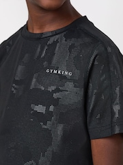 Gym King Black Debossed Camo T-Shirt - Image 4 of 4