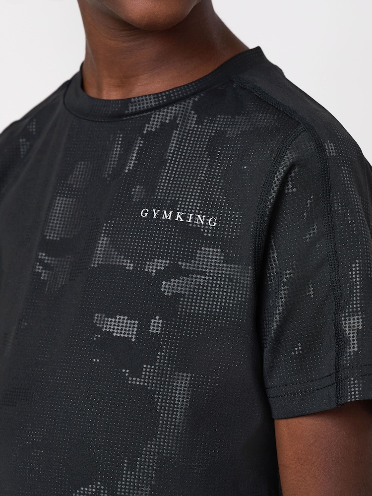 Gym King Black Debossed Camo T-Shirt - Image 4 of 4