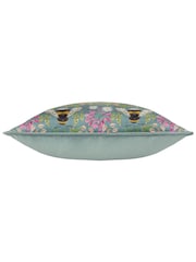 Wylder Blue House Of Bloom Zinnia Bee Floral Velvet Piped Cushion - Image 5 of 5