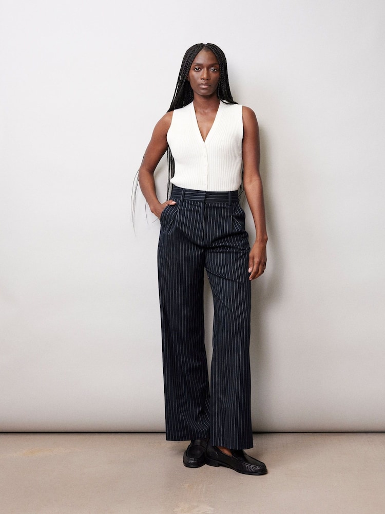 Albaray Blue Pinstripe Trousers - Image 1 of 4