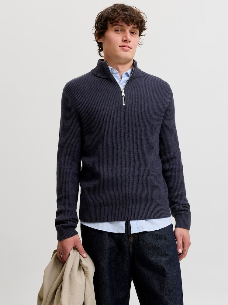 JACK & JONES Rebrasti džemper sa pola patentnog zatvarača - Slika 1 od 5 JACK & JONES Rebrasti džemper sa pola patentnog zatvarača - Slika 1 od 5