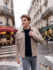 JACK & JONES Beige Zip Through Sweat Overshirt - Image 1 of 3