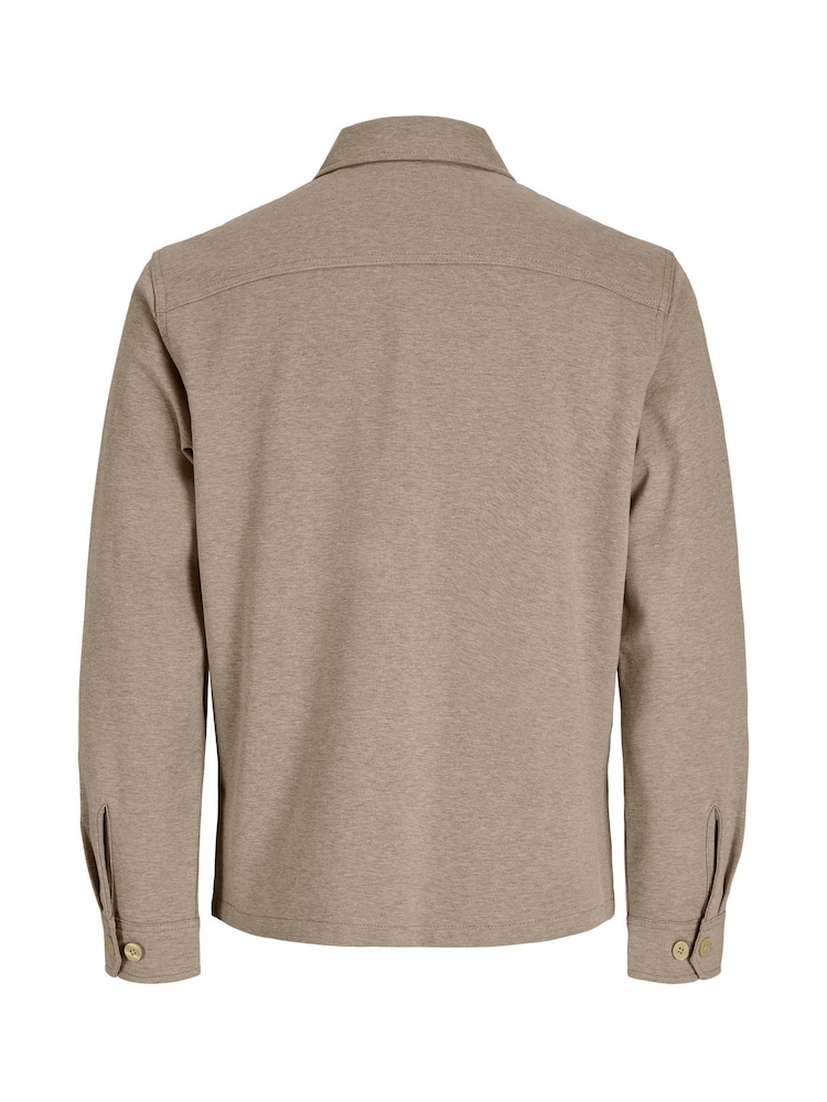 JACK & JONES Beige Zip Through Sweat Overshirt - Image 3 of 3 JACK & JONES Beige Zip Through Sweat Overshirt - Image 3 of 3