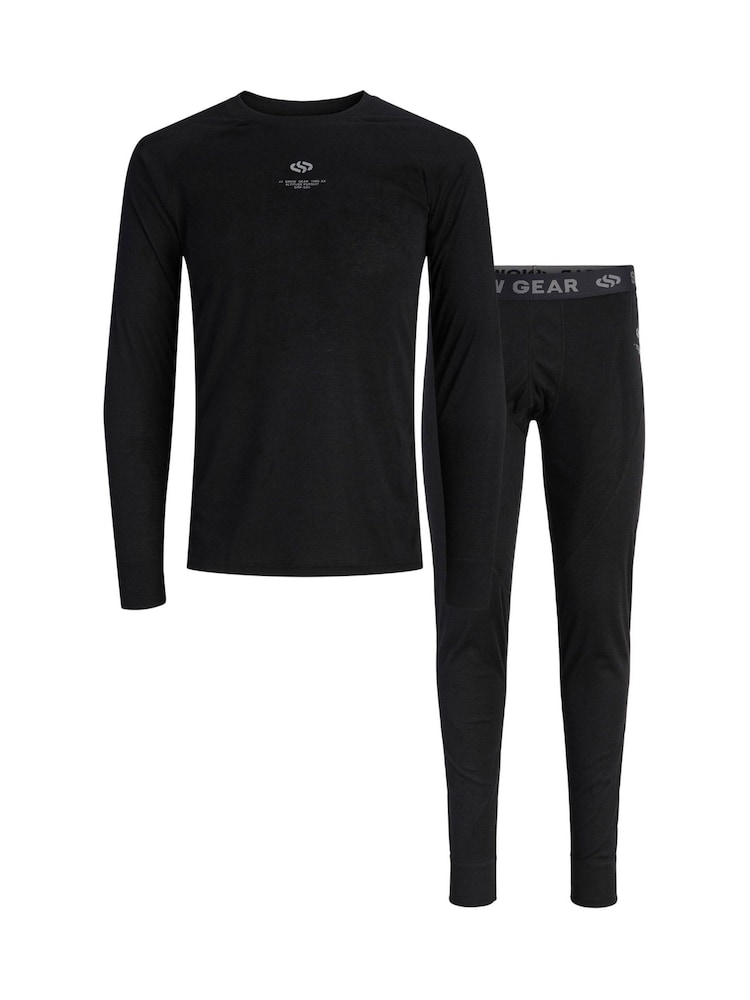 JACK & JONES Black Ski Baselayer Top and Bottom Set - Image 1 of 5