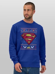All + Every Blue Superman Christmas Pattern Sweatshirt - Image 1 of 4