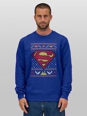 All + Every Blue Superman Christmas Pattern Sweatshirt - Image 2 of 4