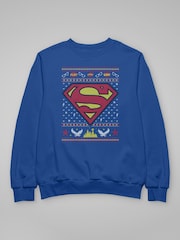 All + Every Blue Superman Christmas Pattern Sweatshirt - Image 3 of 4