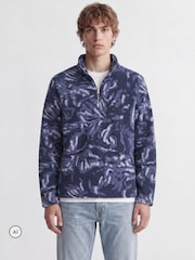 JACK & JONES Blue Half Zip Printed Fleece - Image 4 of 6