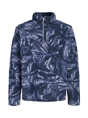 JACK & JONES Blue Half Zip Printed Fleece - Image 5 of 6