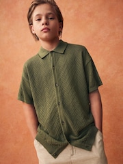 Khaki/Green Polo Short Sleeve Trophy Neck Jumper (3-16yrs) - Image 1 of 6