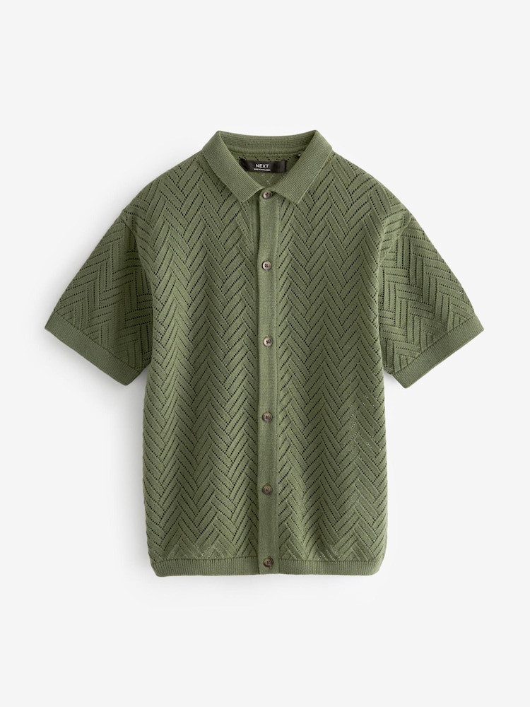 khaki/ zelená - Polo Krátký rukáv Trophy Neck 100% Cotton Svetr (3-16yrs) - Image 4 of 6