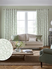 Laura Ashley Hedgerow Green Rye Made to Measure 100% Cotton Curtains - Image 1 of 9