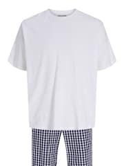 JACK & JONES White Lounge Set With T-Shirt and Checked Bottoms - Image 2 of 5