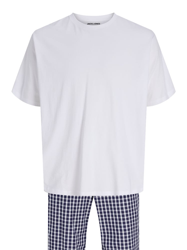 JACK & JONES White Lounge Set With T-Shirt and Checked Bottoms - Image 2 of 5 JACK & JONES White Lounge Set With T-Shirt and Checked Bottoms - Image 2 of 5