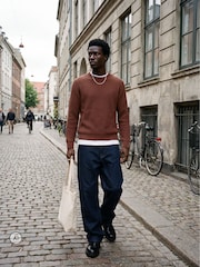 JACK & JONES Brown Ribbed Crew Neck Jumper - Image 6 of 10