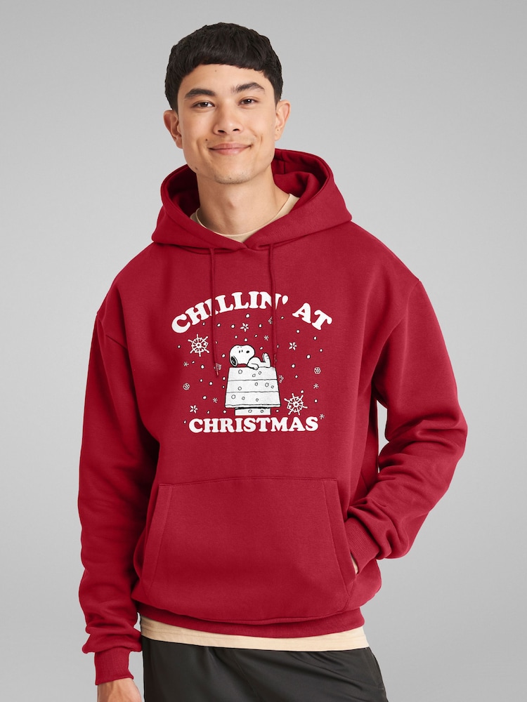 All + Every Red Peanuts Chillin At Christmas Snoopy Hooded Sweatshirt - Image 1 of 4