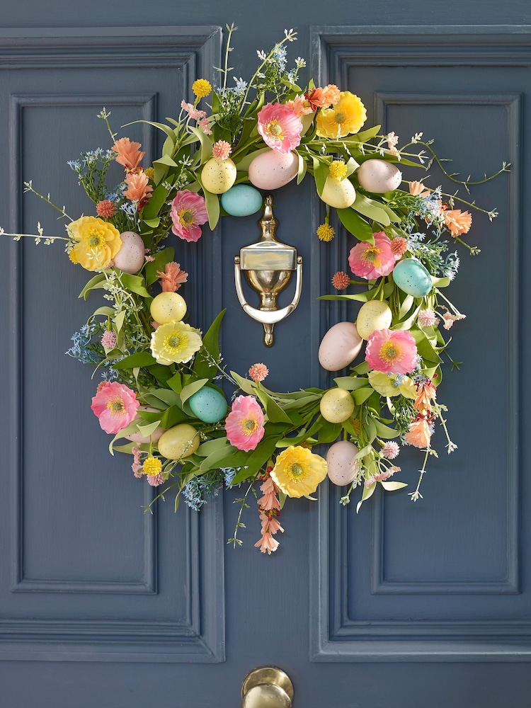 Green Easter Egg Floral Wreath - Image 1 of 6
