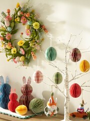 Green Easter Egg Floral Wreath - Image 4 of 6