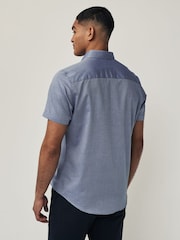 Dark Blue Regular Fit Trimmed Formal Short Sleeve Shirt - Image 2 of 8