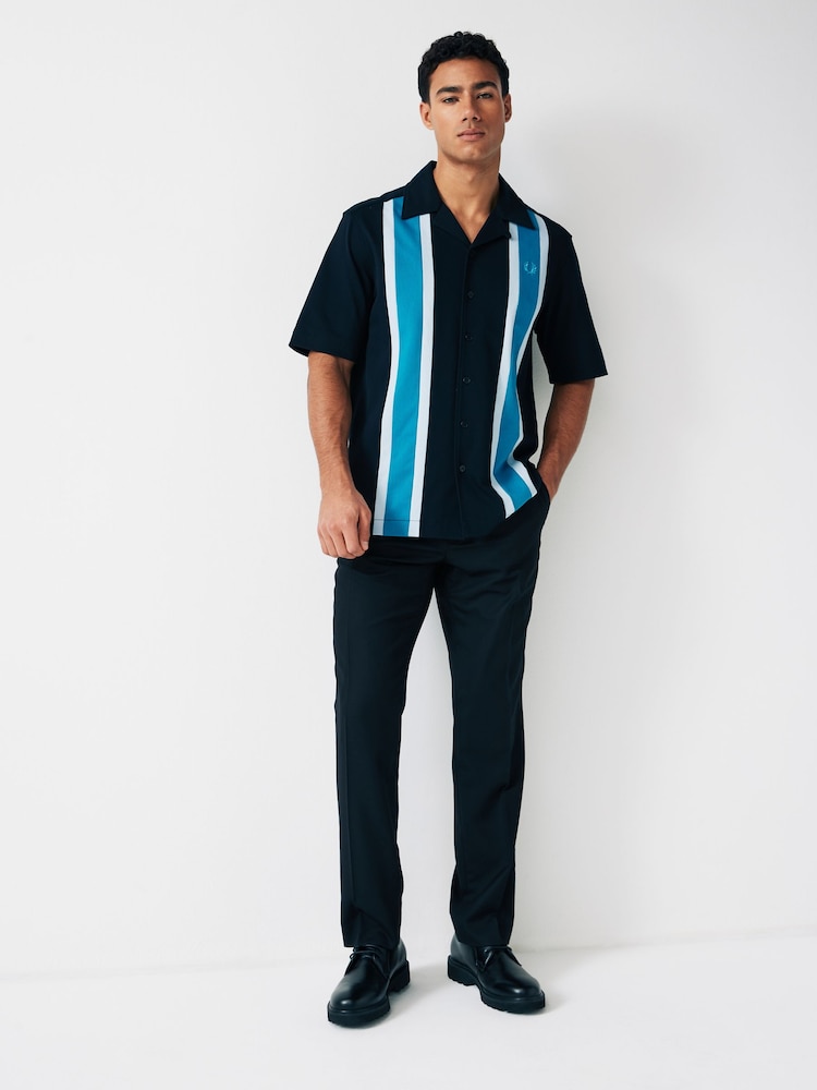 Fred Perry Panel Short Sleeve Resort Black Shirt - Image 2 of 5