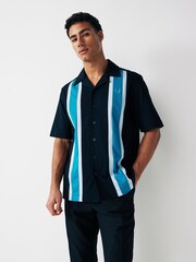 Fred Perry Panel Short Sleeve Resort Black Shirt - Image 4 of 5
