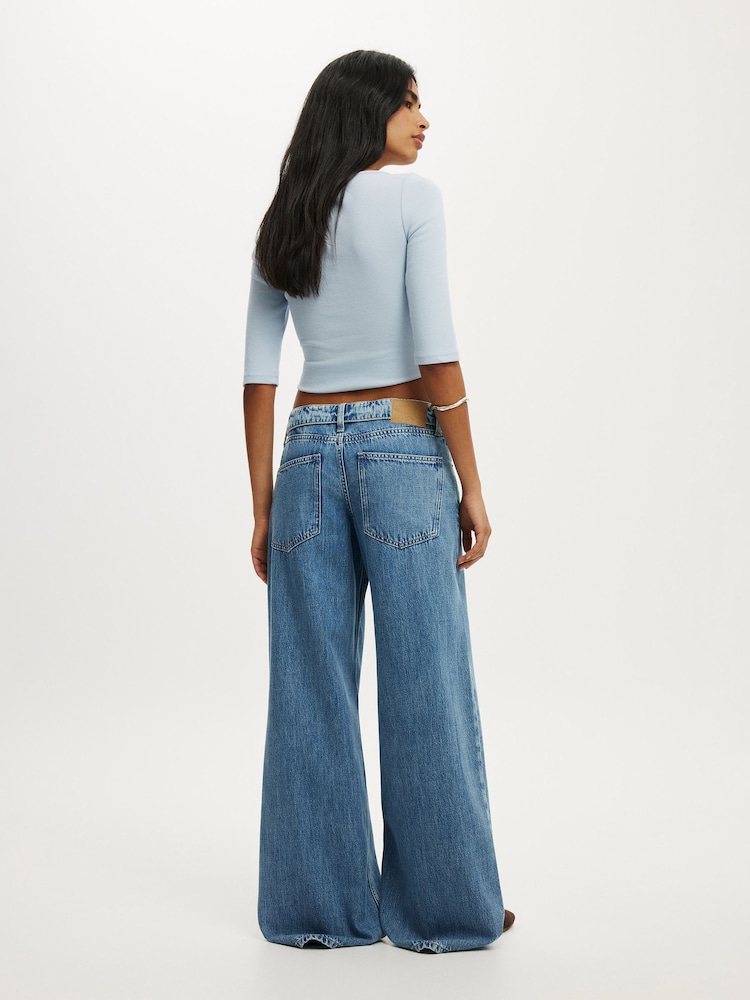 Cotton On Blue Low Rise Wide Jeans - Image 1 of 5