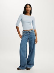 Cotton On Blue Low Rise Wide Jeans - Image 2 of 5