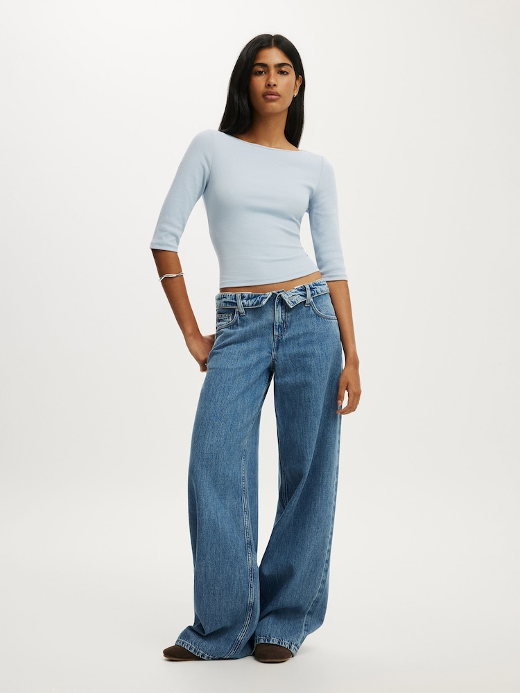 Cotton On Blue Low Rise Wide Jeans - Image 2 of 5