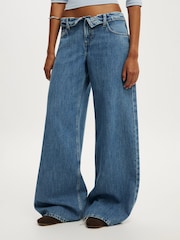 Cotton On Blue Low Rise Wide Jeans - Image 4 of 5