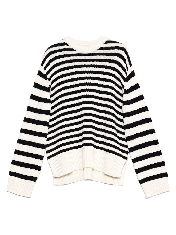 Albaray Stripe Cotton Crew Neck Black Jumper - Image 4 of 4 Albaray Stripe Cotton Crew Neck Black Jumper - Image 4 of 4