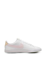 Nike White/Pale Pink Court Legacy Trainers - Image 1 of 8