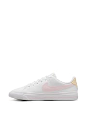Nike White/Pale Pink Court Legacy Trainers - Image 2 of 8