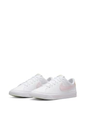 Nike White/Pale Pink Court Legacy Trainers - Image 3 of 8