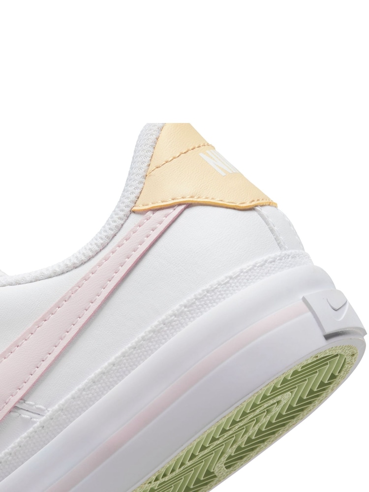 Nike White/Pale Pink Court Legacy Trainers - Image 8 of 8