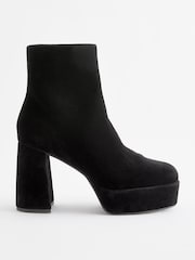Black Velvet Platform Ankle Boots - Image 2 of 5