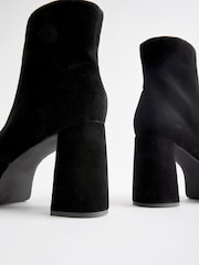 Black Velvet Platform Ankle Boots - Image 4 of 5