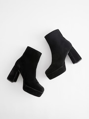 Black Velvet Platform Ankle Boots - Image 5 of 5