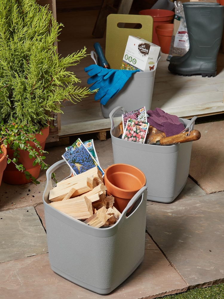 Wham Set of 3 Grey 8Ltr Flexi-Store Graduated Square Plastic Storage Tubs - Image 1 of 2