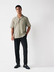 Fred Perry Beige Crepe Textured Short Sleeve Resort Shirt - Image 2 of 4