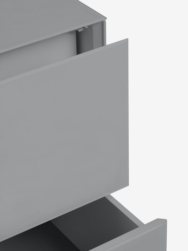 Grey Sloane Glass Collection Luxe 2 Drawer Wide Bedside Table - Image 10 of 10