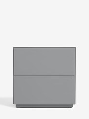 Grey Sloane Glass Collection Luxe 2 Drawer Wide Bedside Table - Image 5 of 10