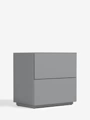 Grey Sloane Glass Collection Luxe 2 Drawer Wide Bedside Table - Image 6 of 10